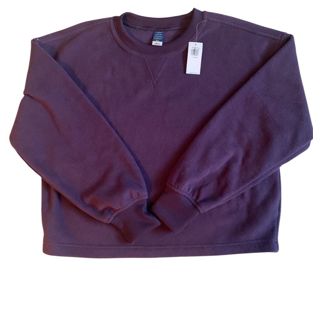 Old Navy Girls Fleece Cropped Crewneck Sweatshirt - Plum Purple